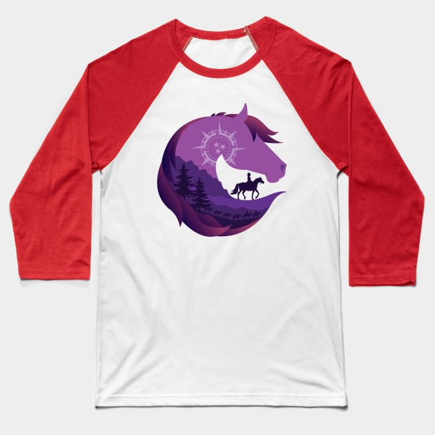 Horse Head Trail Riding Silhouette • Purple Baseball T-Shirt by FalconArt